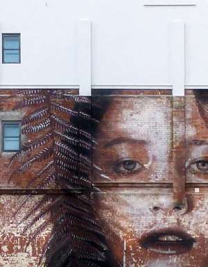 Mural by street artist Rone, in Christchurch, New Zealand.