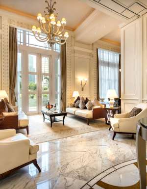 Singapore Fullerton Hotel Presidentail Suite living room marble floor