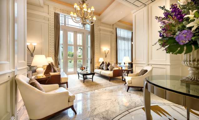 Singapore Fullerton Hotel Presidentail Suite living room marble floor