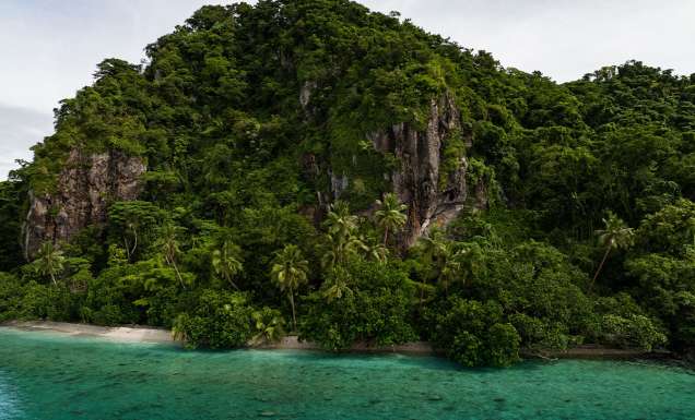 Lush greenery and turquoise water in Fiji