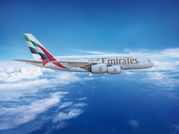 the aircraft exterior of Emirates A380