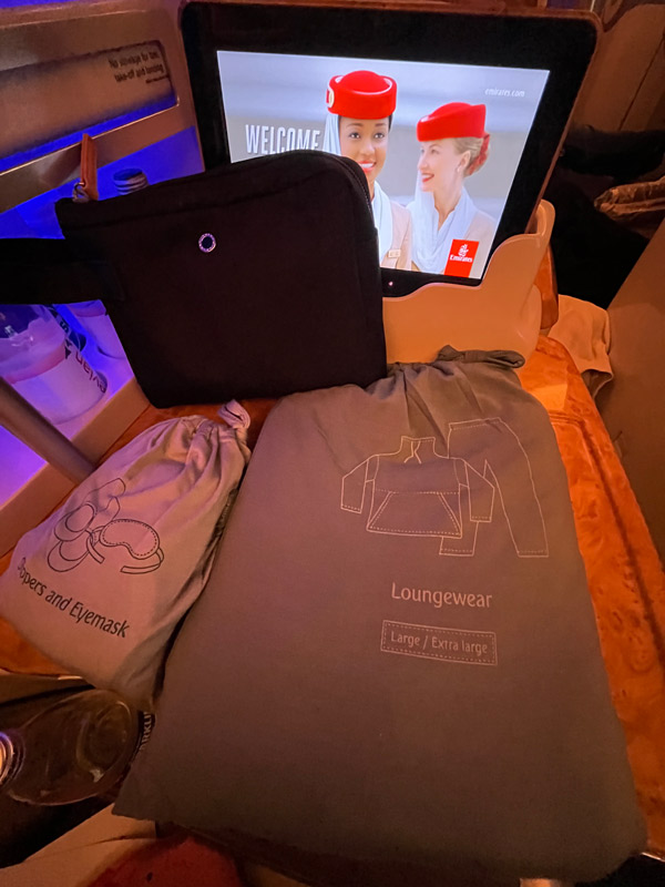 the luxury loungewear onboard Emirates A380