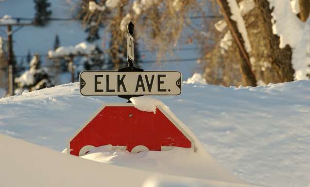 Aspen Colorado deep snow in town