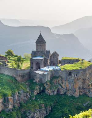 Ancient monastery in setting sun, Tatev, Armenia (photo: Alamy Stock Photo).