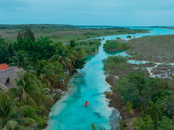 Kayaking in Bacalar lagoon Mexico