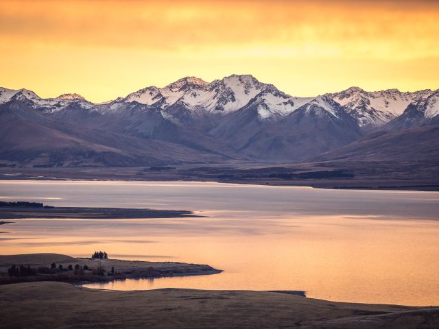 Tekapo Springs in Lake Tekapo at sunrise