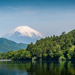 Lake Ashi and Mount Fuji from Moto-Hakone in Japan