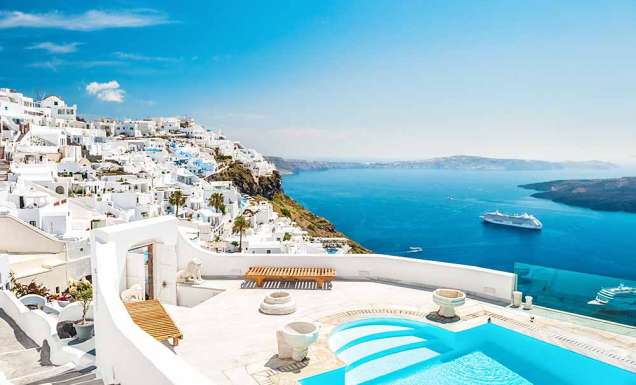 Santorini island, Greece Ocean Cruising
