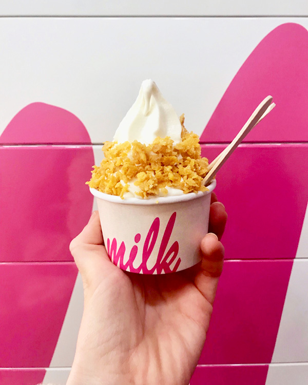 Cereal milk soft serve at Momofuku Milk Bar.