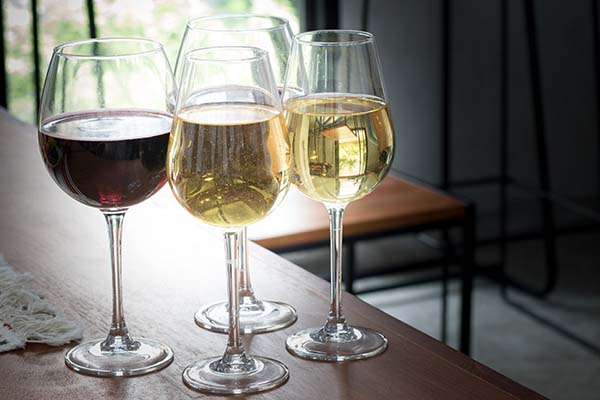 wine glasses on table