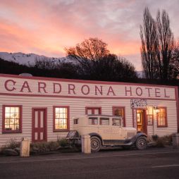 the Cardrona Hotel at sunset