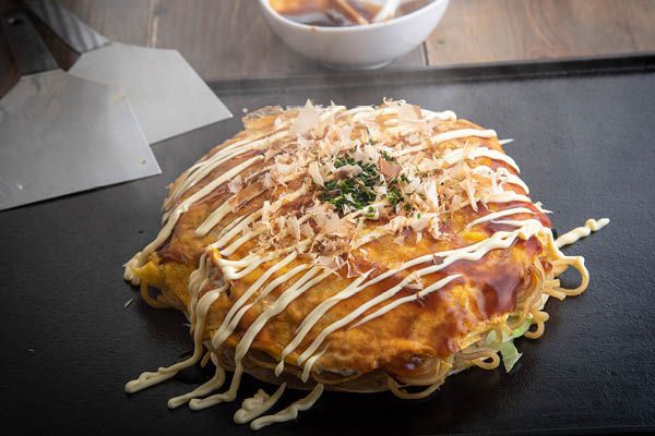Hiroshima style Japanese pancake okonomi