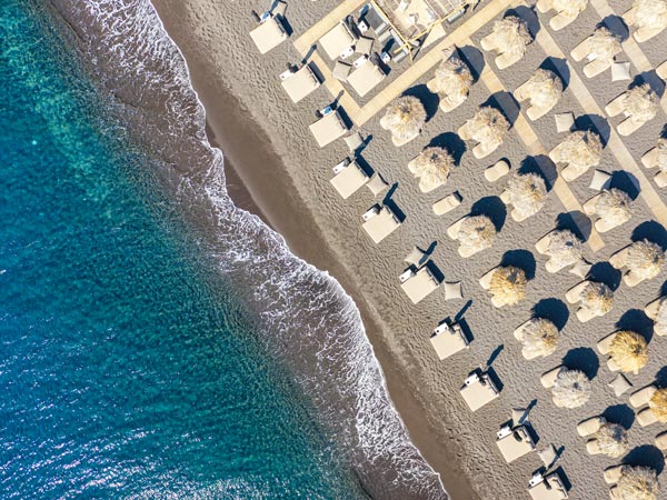 Aerial view of Perissa Beach.