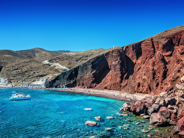 The red cliffs over Red Beach, Santorini.