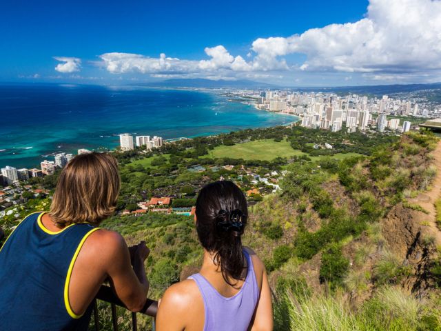Diamond Head (Lē‘ahi) Trail viewpoint in Hawaii