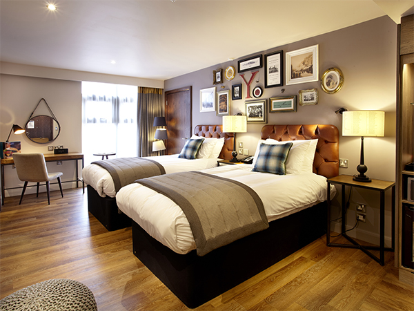 One of the character-filled rooms at Hotel Indigo