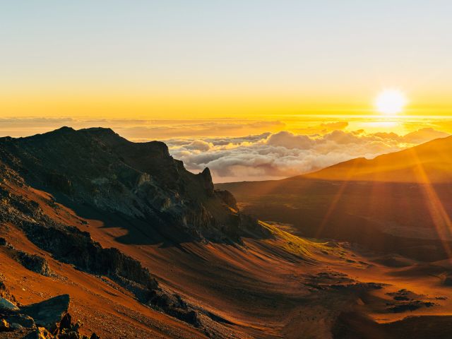 the Haleakalā Crater at sunrise