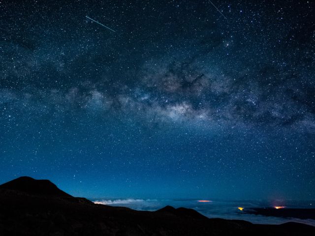 a starry night over Mauna Kea, Hawaii Island