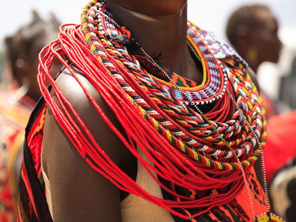 African jewellery on a female Samburu tribe