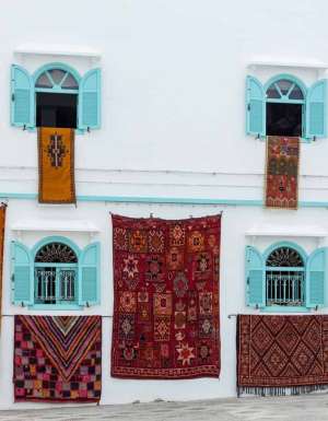 Typical arabic architecture in Asilah. Streets, doors, windows, shops.
