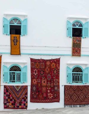 Typical arabic architecture in Asilah. Streets, doors, windows, shops.