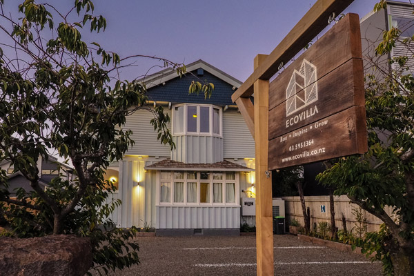The charming timber Eco Villa property.