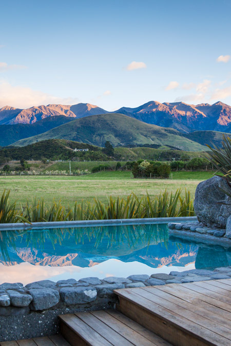 Mountain views from the pool and spa at Hapuku Lodge 