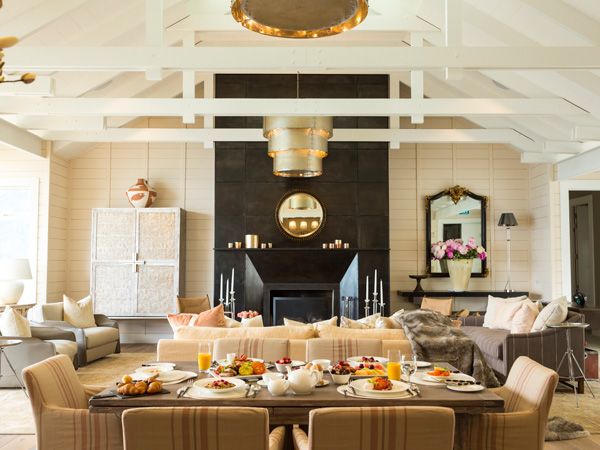 The private living and dining areas of the Matakauri Lodge Owners Cottage.