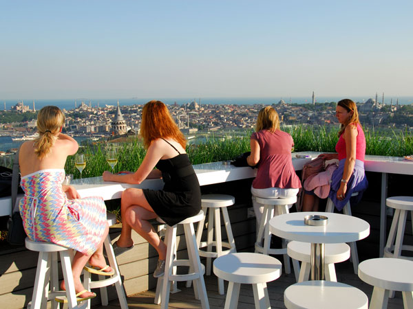 Enjoy the views at the rooftop bar above Mikla restaurant.