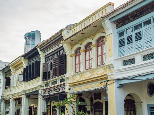 Old houses in the Old Town of Georgetown, Penang, Malaysia