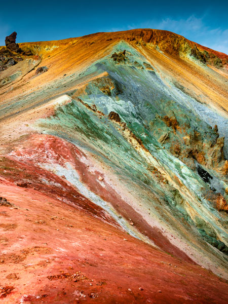 The multi-coloured hues of Brennisteinsalda mountain up close.