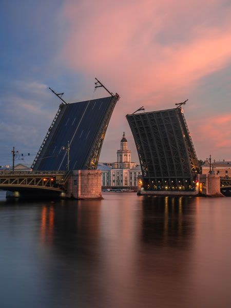 Watch the bridge rise over the Big Neva River.