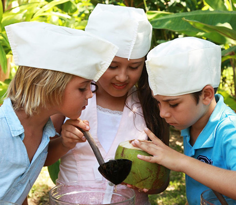 Kids cooking at Six Senses Resort, Fiji
