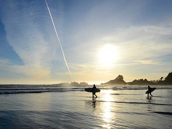Surfers silhouette Tofino BC