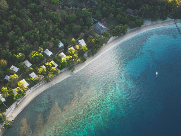 an aerial view of Amanwana Indonesia