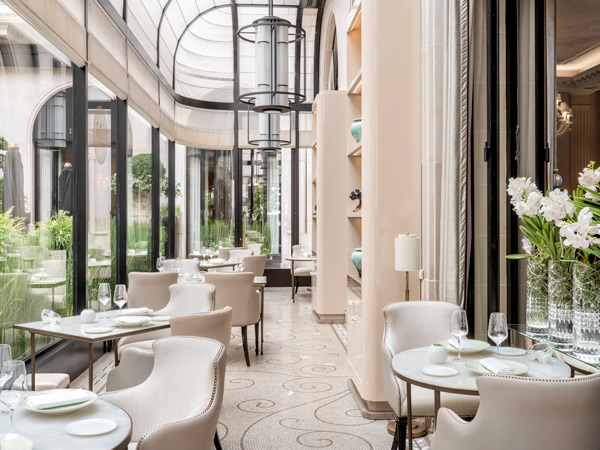 the dining at Four Seasons Hotel George V L’Orangerie Restaurant