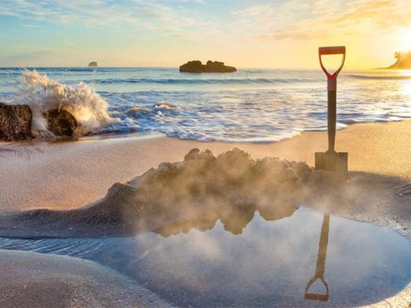 Dig your own thermal spa in the sand.
