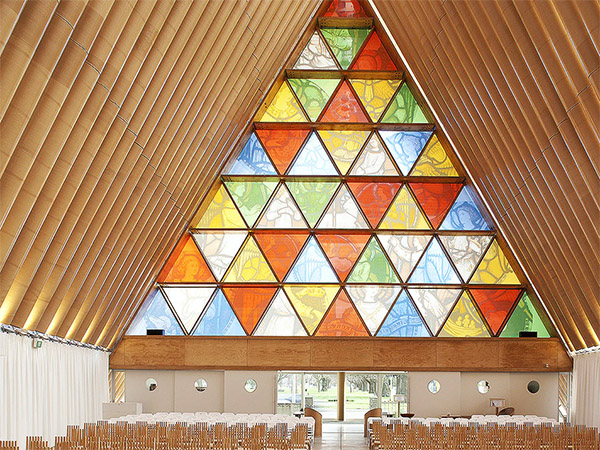 Inside the Cardboard Cathedral in Christchurch