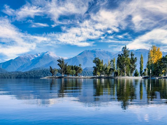 Murchison Mountains from Te Anau on South Island, New Zealand