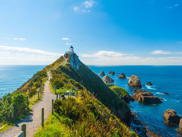 Lighthouse on Nugget Point in Otago, New Zealand