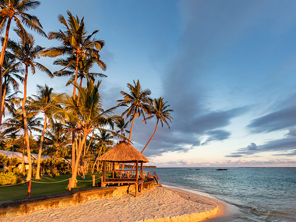 Beautiful sunset over Fijian beach