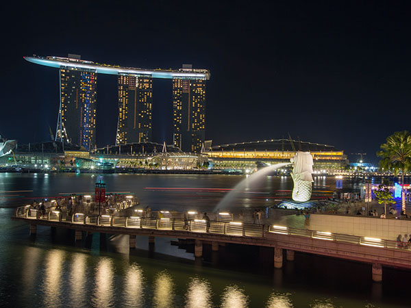 Merlion Park, Singapore at night