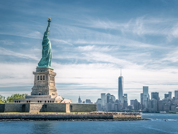 New York City Skyline with Statue of Liberty