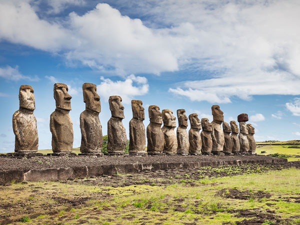 Rapa Nui Ahu Tongariki Moai Statues Panorama in Easter Island, Chile