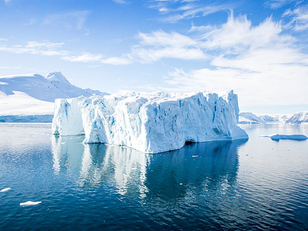 Icebergs afloat in Antarctica