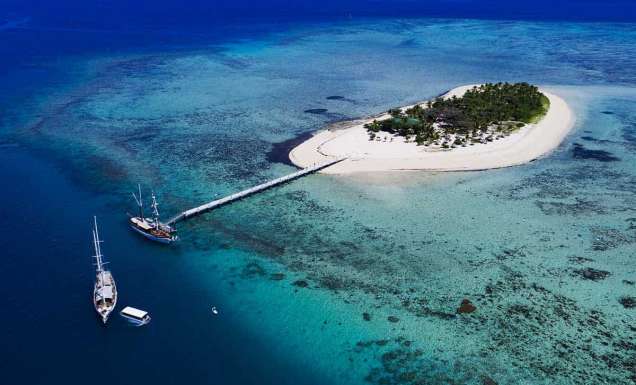 Aerial Shot of Captain Cook Cruises in Fiji