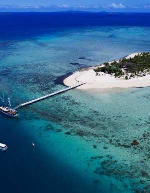 Aerial Shot of Captain Cook Cruises in Fiji