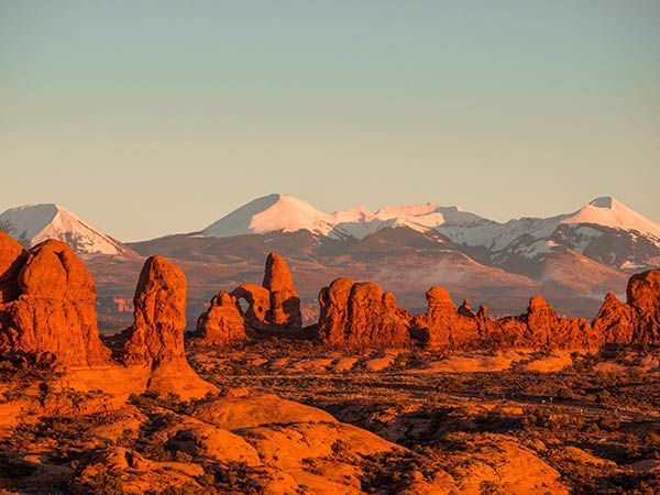 Scenic photo of Arches National park near Moab, Utah USA