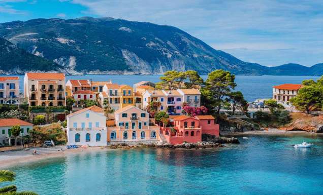 Colorful town of Assos in Greece, Europe