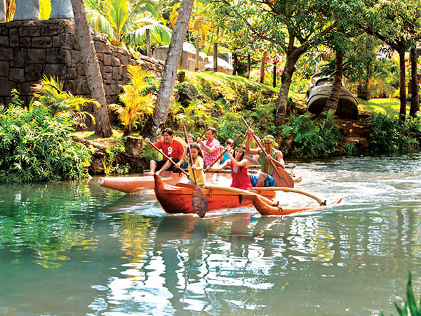 Canoe riding, Polynesian Cultural Center, Oahu, Hawaii